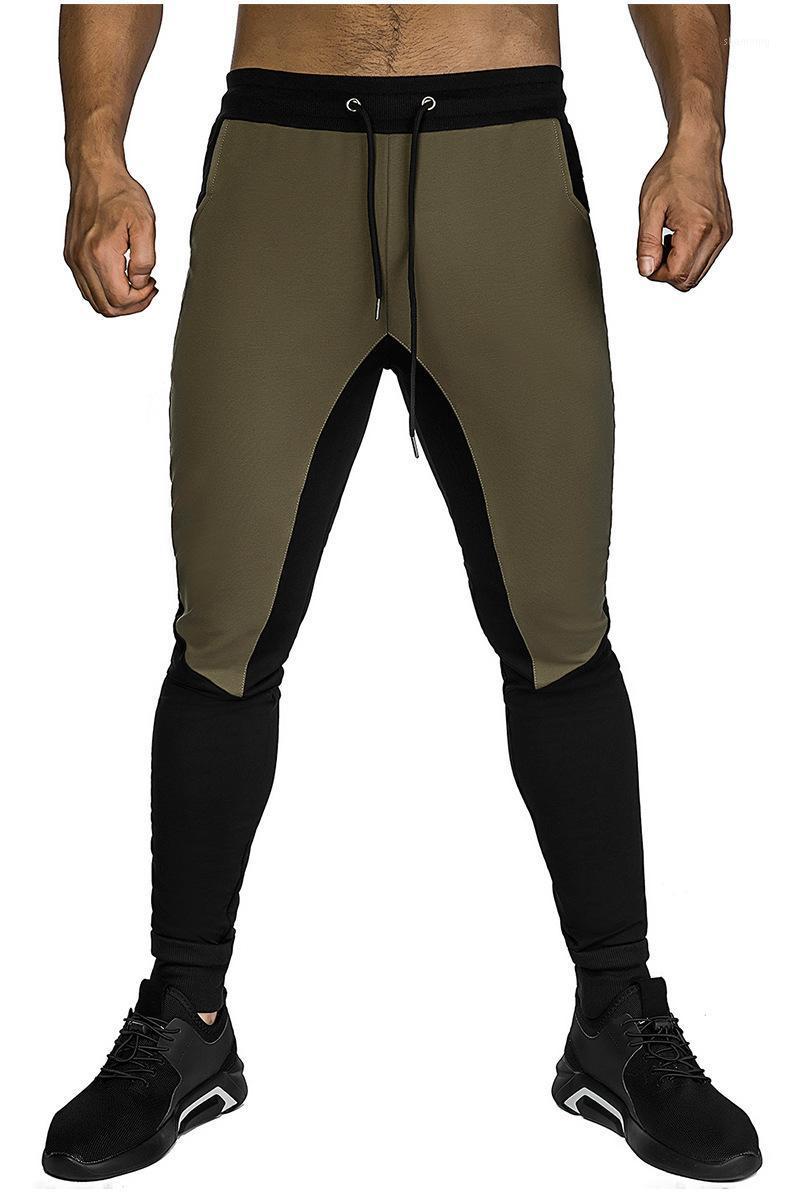 

Men Casual Leggings Compression Splicing Running Tights Sport Jogging Yoga Sweatpants Gyms Fitness Pants1, Red