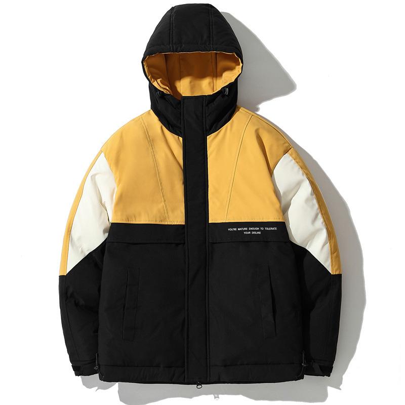 

Men's Duck Down Jacket Winter Warm Hooded Thick Down Coat Men Jackets 2020 Casual Patchwork Overcoat Fashion Winter Parkas Men, Em253 yellow