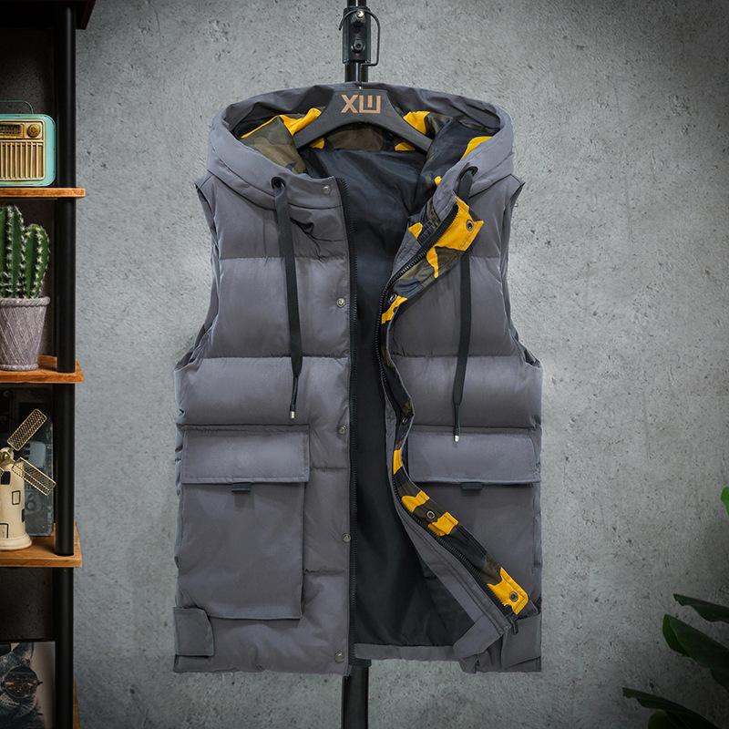 

Men's Vests Vest Winter Trend Thick Fashion Man Sleeveless Coats Male Warm Cotton-Padded Waistcoat Gilet Clothes,2002, Black
