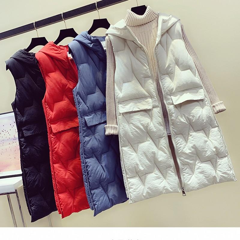 

Women Spring Autumn Vest Coat Ladies Winter Warm Cotton Parka Cotton-padded Fashion Long Style Female Sleeveless Jacket 2XL, Beige