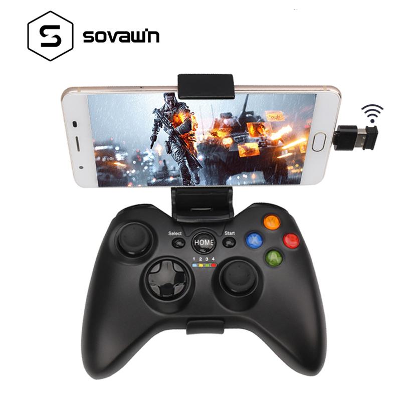 

Sovawin 2.4ghz Wireless Android PC Smartphone Controller Game Pad for PS3 Handle Joystick with Phone Bracket for Tv Box Smart TV