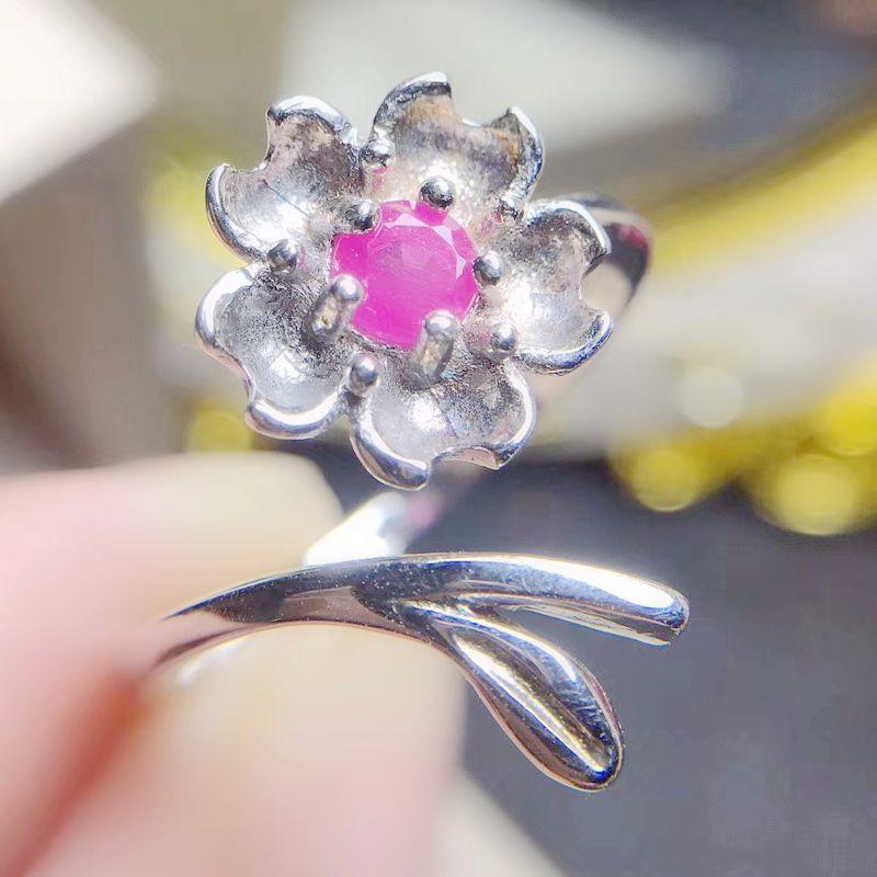 

Cluster Rings Per Jewelry Natural Real Ruby Flower Ring 3*3mm 0.15ct Gemstone 925 Sterling Silver Fine T206277, Golden;silver