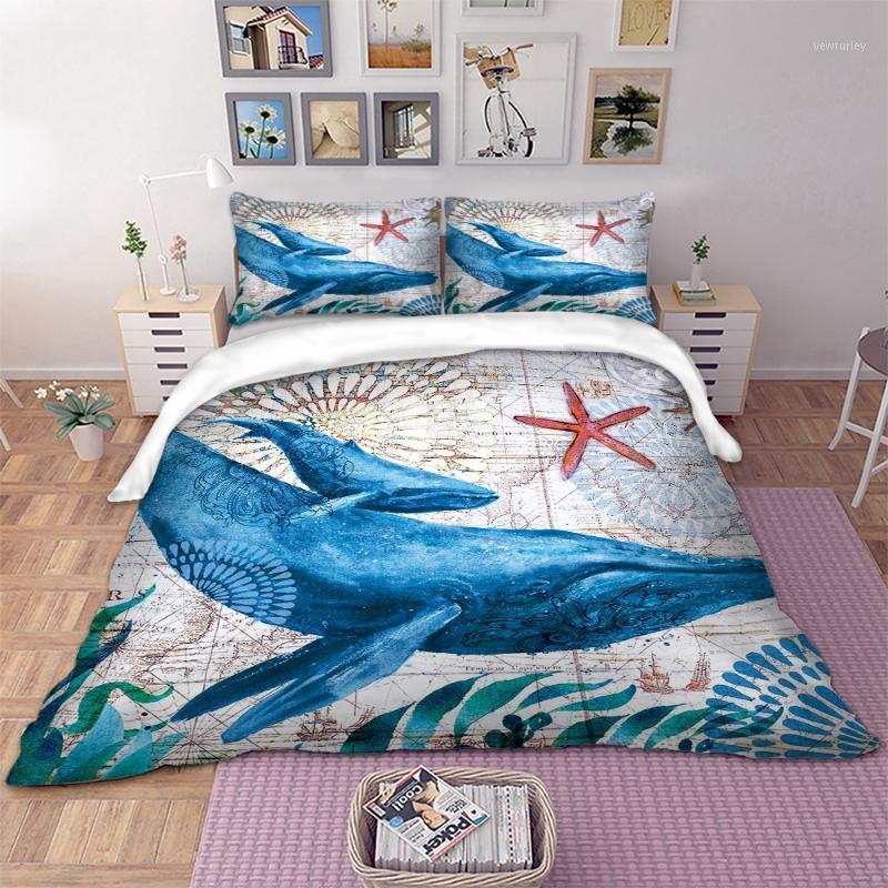 

3D Ocean Whale Duvet cover bedding set single  full queen king size bedlinen dropship1, As pic