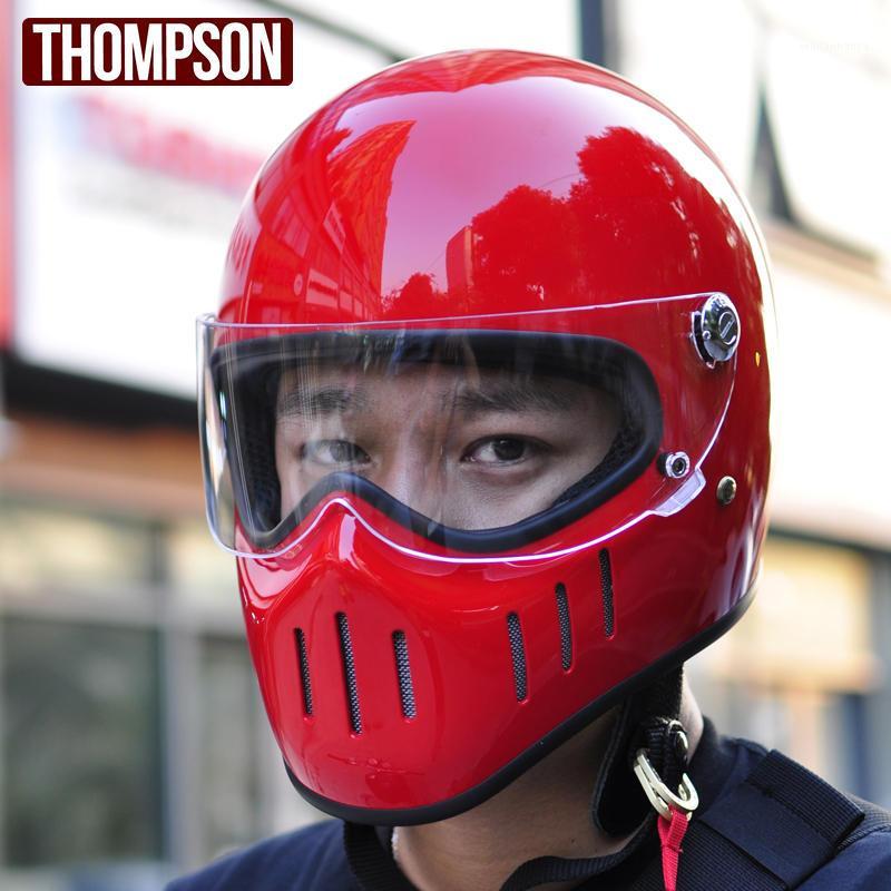 

CO for Thompson motorcycle full face helmets02-F vintage retro fiberglass moto helmet tokyo style motobike helmet1, 02 f gloss red