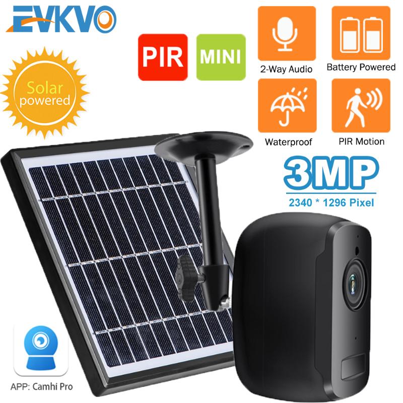 

EVKVO 3MP IP Camera Outdoor Indoor 1296P HD Wireless WIFI Camera Rechargeable Battery Powered Home Security IP CAM Camhi Pro