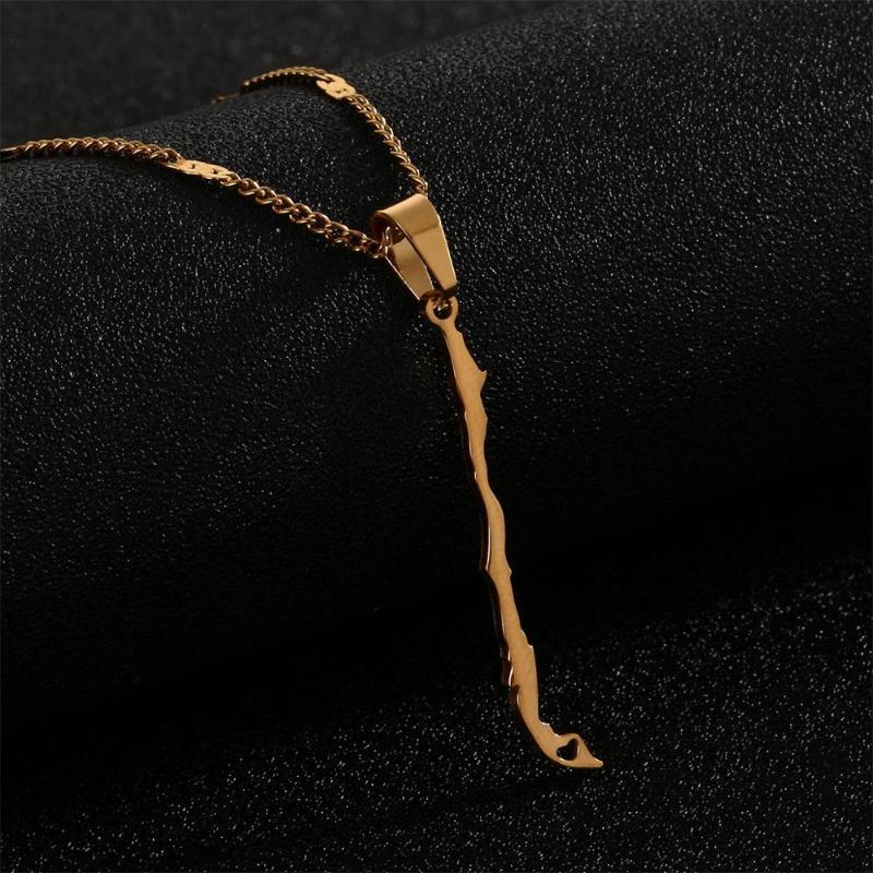 

Stainless Steel Chile Map Pendant Necklaces Gold Color Charm Republic of Chile Jewelry