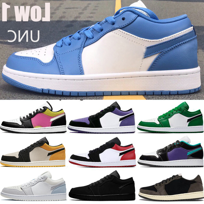 

Low 1 1s Jumpman basketball shoes UNC OG SP Travis Scotts black toe pine green triple black white men women trainers sneakers, Black gold