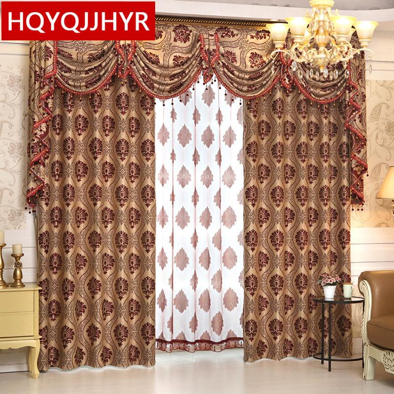 

European classic jacquard blackout curtains for living Room sheer curtains for kitchen window curtain bedroom custom finished, Style 3 tulle