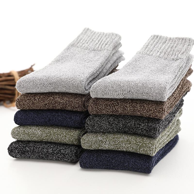 

Autumn Winter Woolen Warm Socks Breathable Thermal Sports Business Socks For Male Soild Color Casual Cycling Running, Black