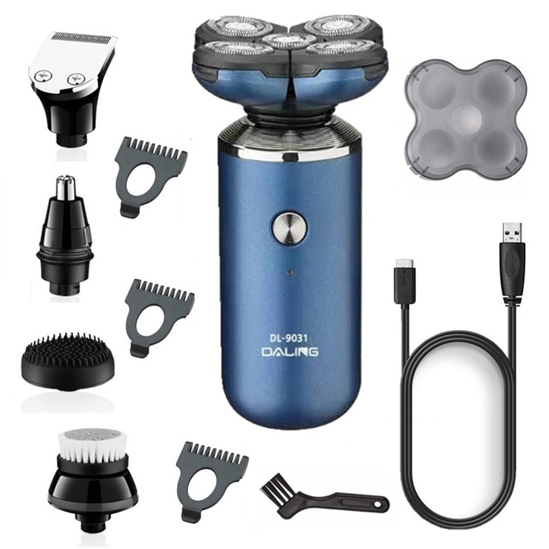 

5in1 washable electric shaver hair beard trimmer for men electric razor bald facial shaving machine rechargeable grooming tool