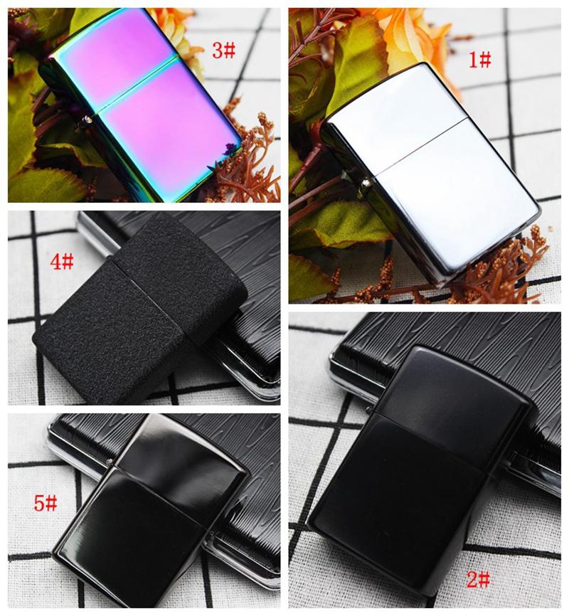 

Hot Sale Kerosene Lighters Metal Black Frosted Cigarette Lighter Smoking Fuel Refillable Lighters Cigarette Tools 13 Styles