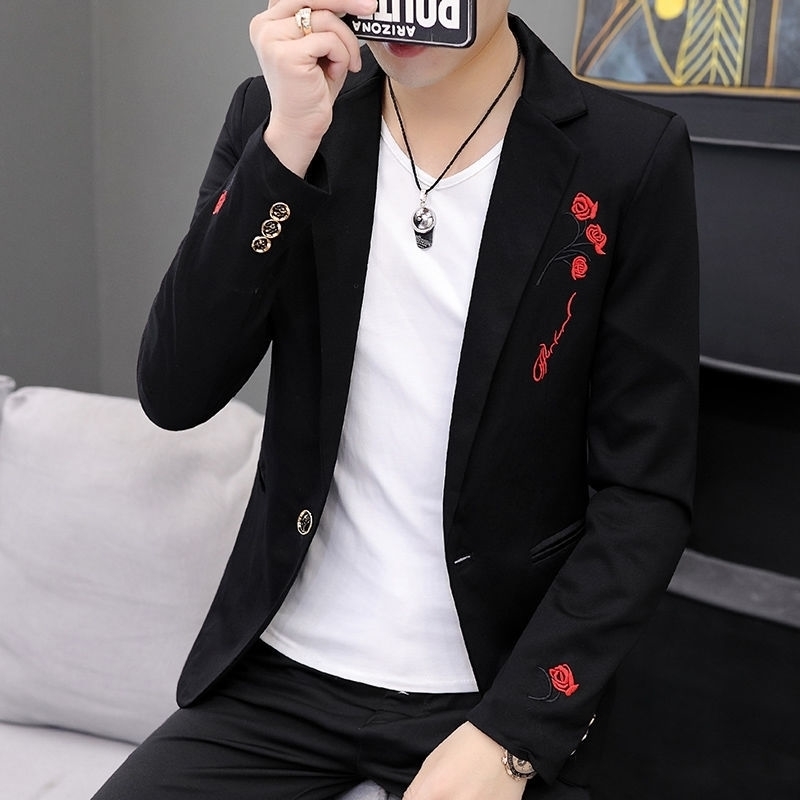 

New style men's spring and autumn coat, casual blazer, slim fit Korean fashion suit, men's single Western coat, 918 white