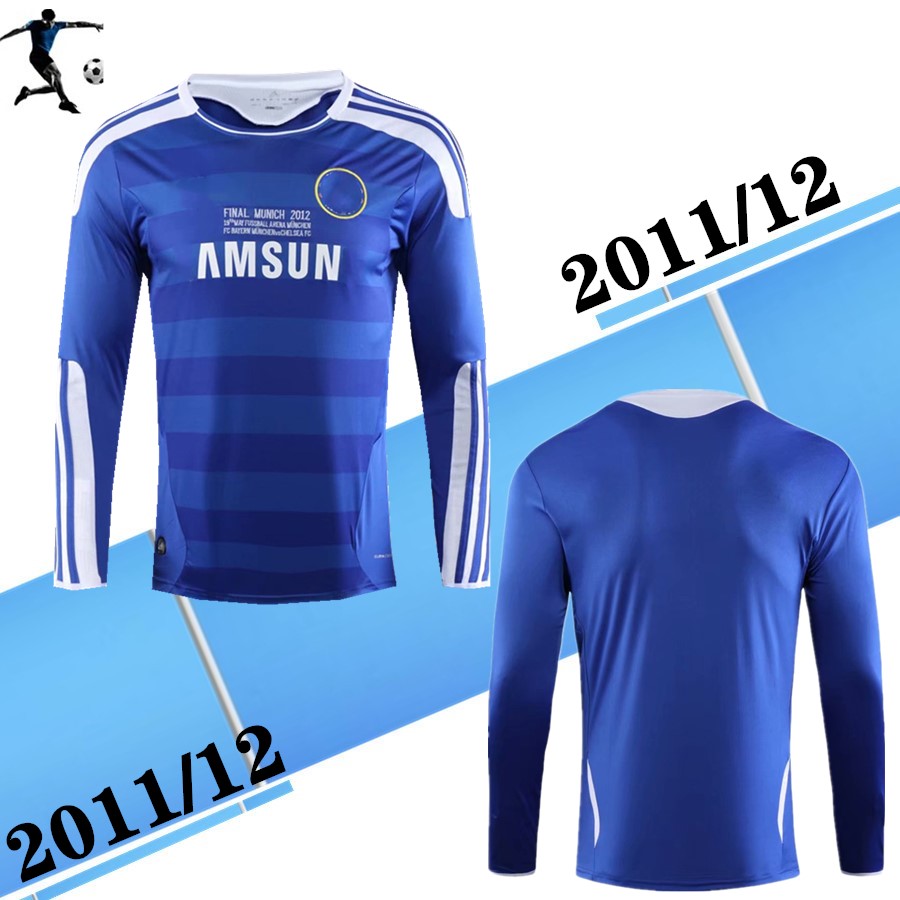 

2011 2012 Chelse Home full Shirt Retro soccer jerseys Drogba#11 Lampard#8 Terry Mata sea 11 12 long sleeve classic Retro football shirts, Black;yellow