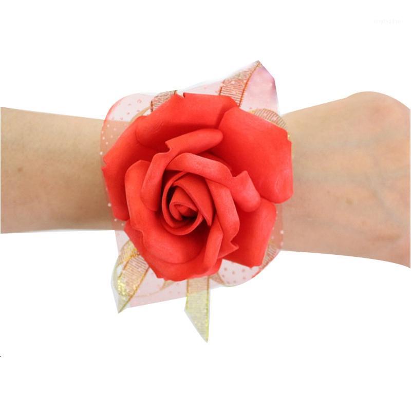 

Quality Wrist Artificial Flowers New Artificial Flowers Bride Bridesmaid Wrist Wedding Decorations Supplies1, Red