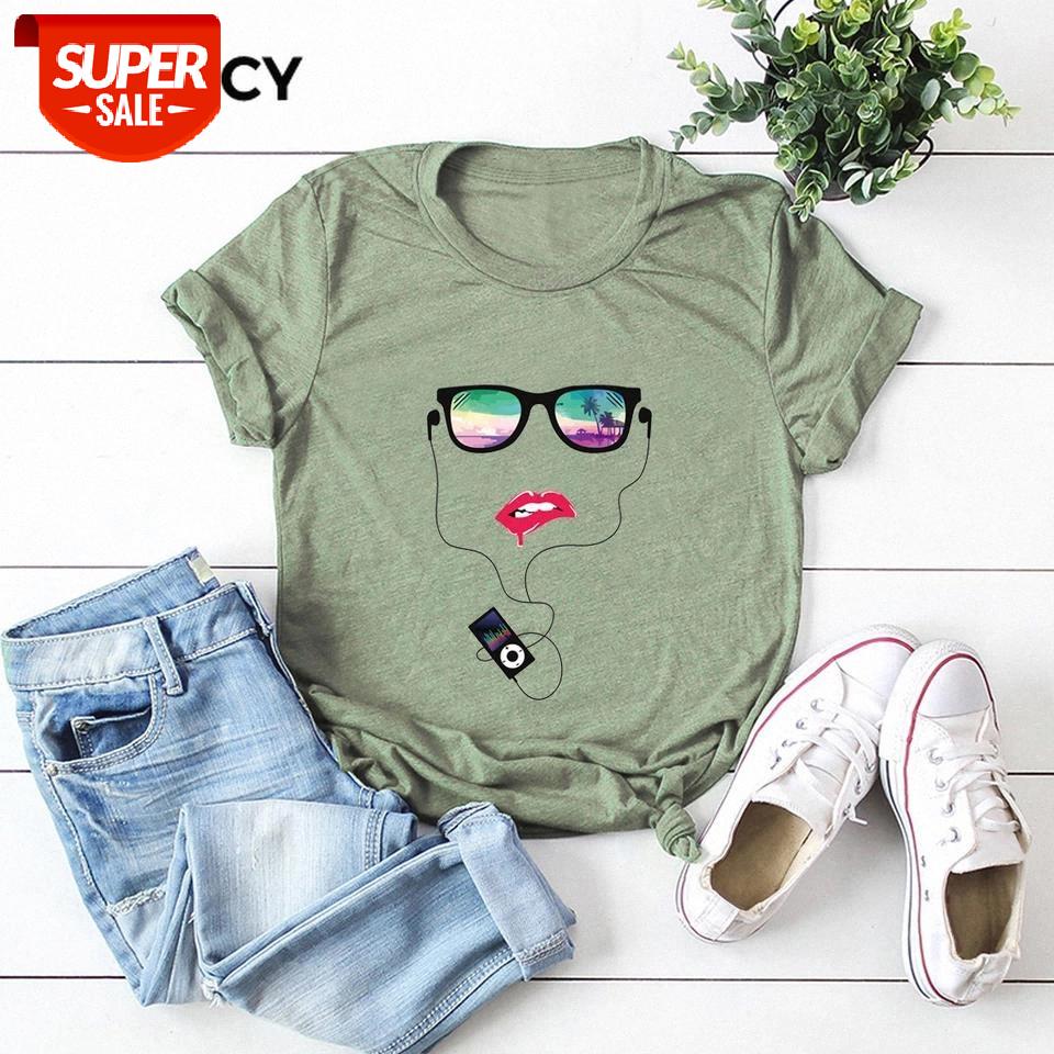 

JFUNCY New Abstract Human Face Graphic Printed Tshirt 100% Cotton Summer Woman T-shirt Plus Size Short Sleeve Women Shirts Tops #3T0w, White
