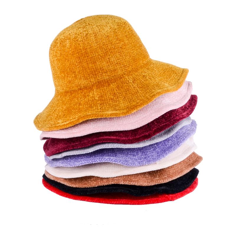

Solid Color Wool Bucket Hat Women's Autumn and Winter Fisherman Vintage Knitting Basin Cap, Black
