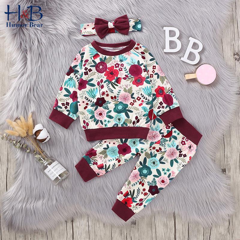 

Humor Bear Spring&Autumn Baby Girls Clothes Sets Flower Long Sleeves T-shirt+Pants+Bowknot Headband 3Pcs Toddler Clothing Suit1, 1221 red