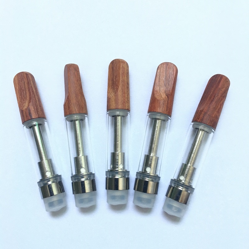 

Wood Vape Cartridges Packaging 0.5ml 1ml TH205 Ceramic Coils Empty Vape Pen Carts Wooden Tip Atomizer 510 Thread Thick Oil Wax Vaporizer