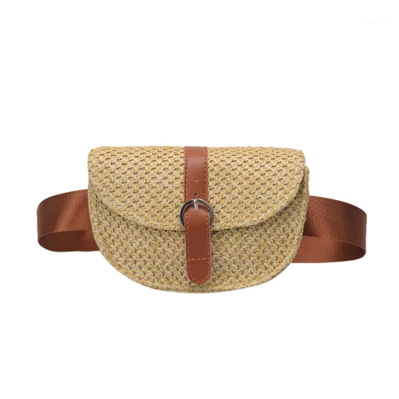 

Women Half Circle Straw Bags Straw Waist Bags Fanny Holiday Beach Shoulder Messenger Bag Waist Pack Bolsas Feminina #P1, Yellow