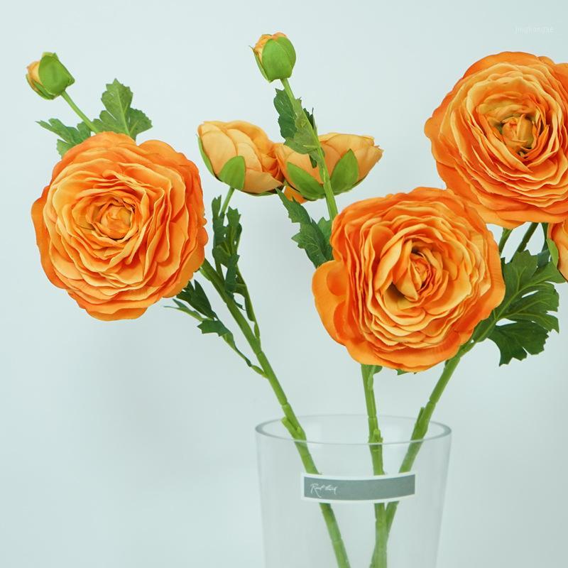 

Imitation Flowers Greece Exposed Lotus Flowers Decoration Decoration Wedding Flower Arrangement Table Silk Living Roo1, 3 head greece lu lian orange