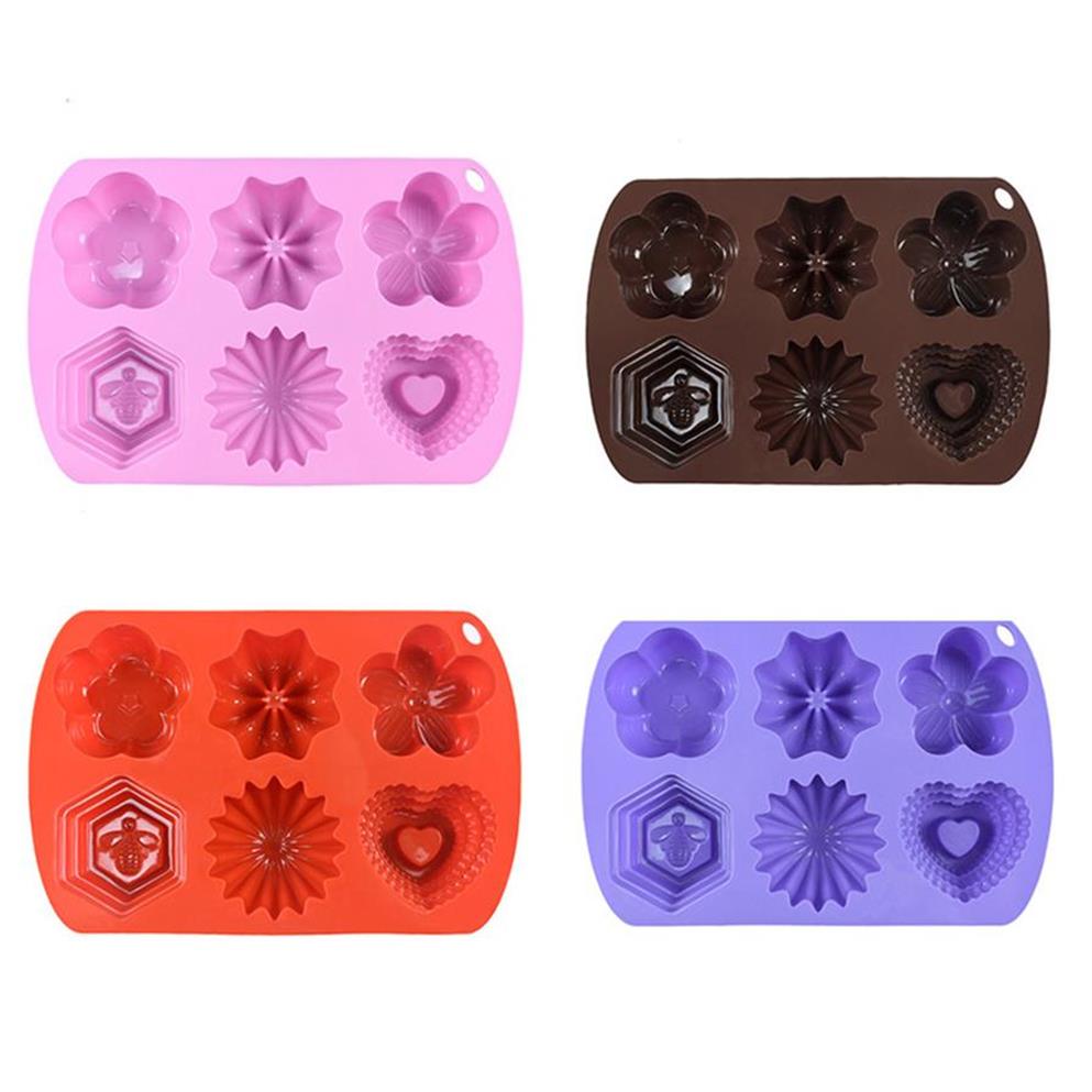 

6 In 1 Cake Mold Tool Silicone Baking Pudding Jelly Chocolate Moldsa37a39