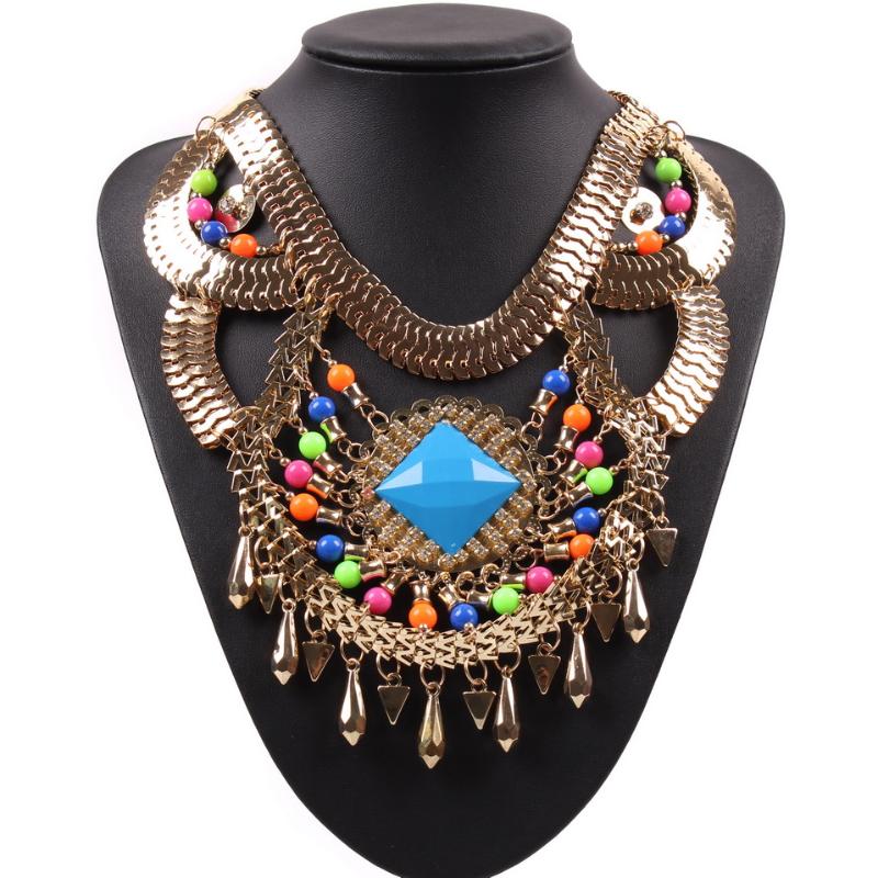 

Chokers Fashion Exaggerated Style Colorful Acrylic Welding Twisted Metal Chain Chunky Necklaces Bib Statement Choker Jewelry
