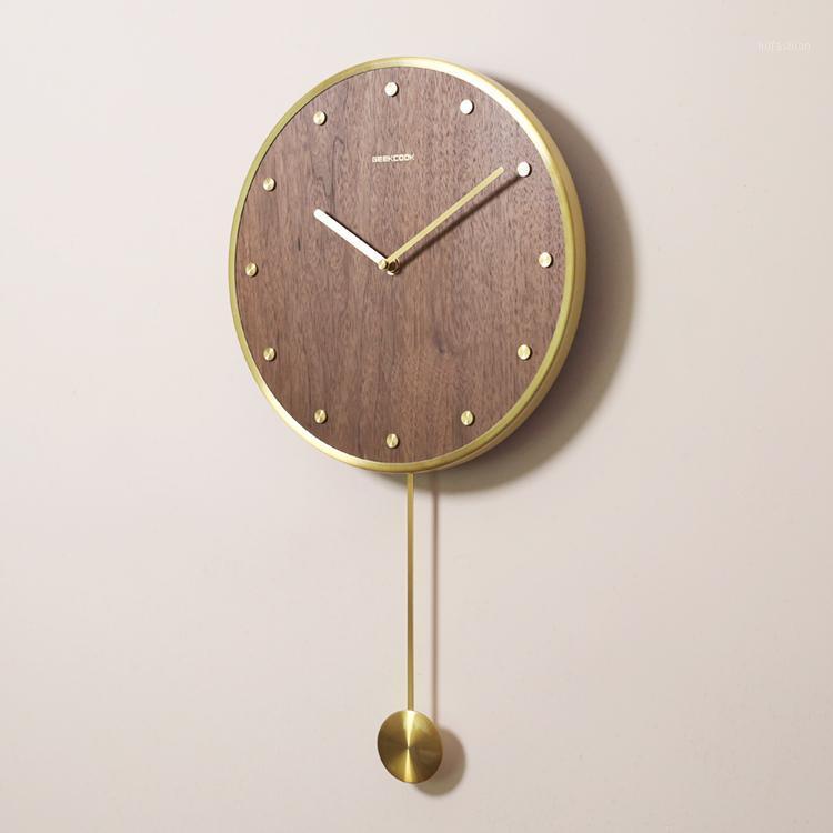 

Wood Simple Wall Clock Modern Design Round Chinese Style Pendulum Silent Wall Clock Living Room Duvar Saati Duvar Saati BE50WC1