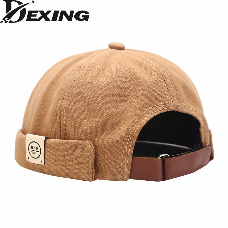 

Berets Street Borderless Landlord Hat Japanese Cowboy Sailor Retro Student Hooligan Male Trend Pu Leather Fashion Cap, Nh khaki