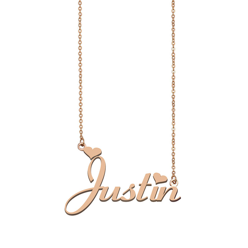Justin name necklaces pendant Custom Personalized for women girl children best friends Mothers Gifts 18k gold plated Stainless steel Jewelry-image-603038117