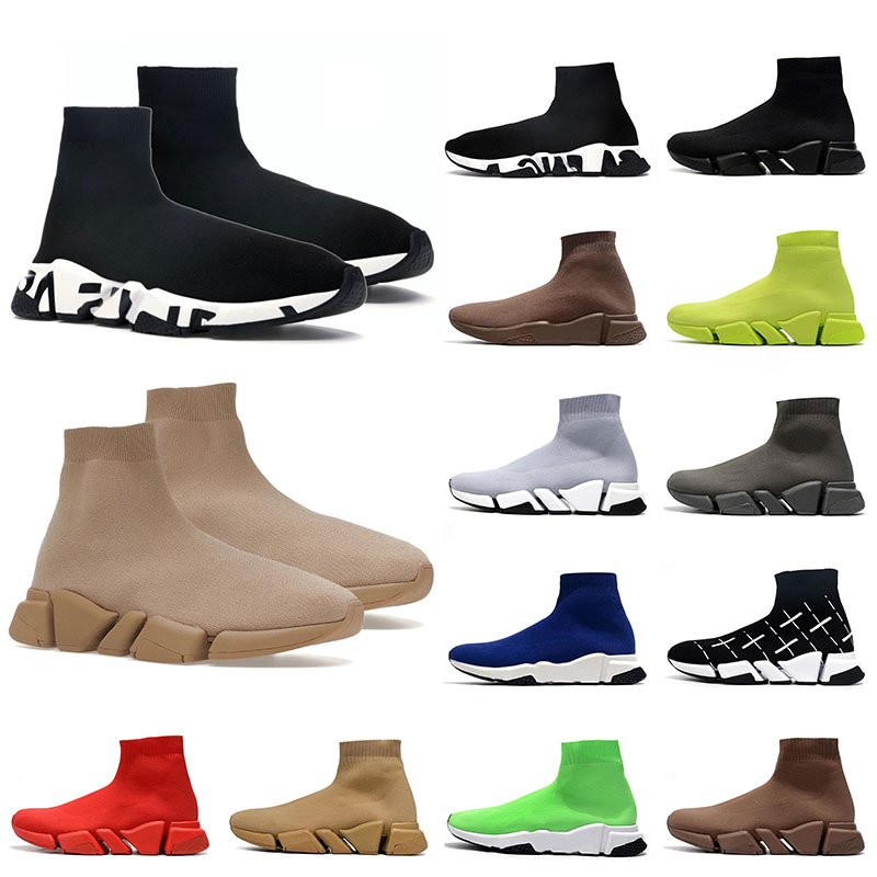 

New Arrival Graffiti Sole Designer Platform Shoes men women Speed 2.0 Triple Black Navy All Red Casual Trainer Fashion Full Ivory White Boot