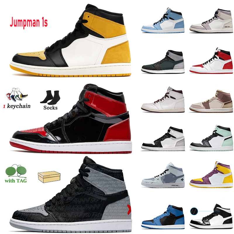 

With Box Jumpman 1 Basketball Shoes Starfish 1s Denim High OG Lost and Found Mid Homage Black Patent Bred Yellow Toe Taxi Stealth Retros Trainers Women Mens Sneakers, C24 royal blue 36-46