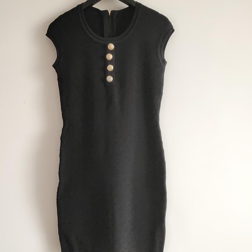 

Womens Trendy Dresses Classic Button Solid Color Sleeveless Black White Pink Mini Skirt Women Fashion Pencil Dresses Active New Clothes
