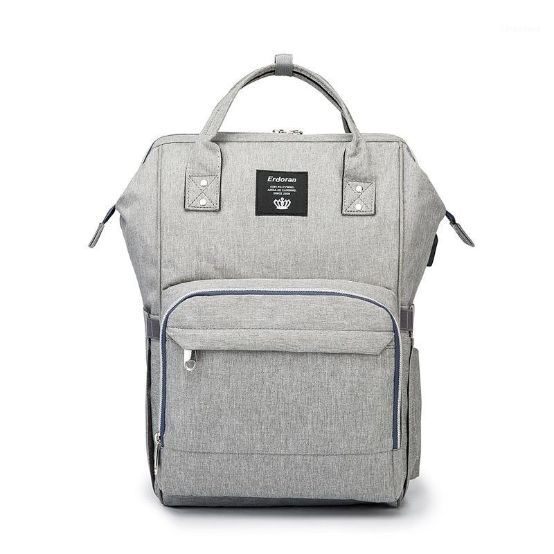 

USB interface Mummy Bag 2020 new multi-functional large capacity fashion backpack mother baby bag upgraded waterproof diaper1, Dark blue