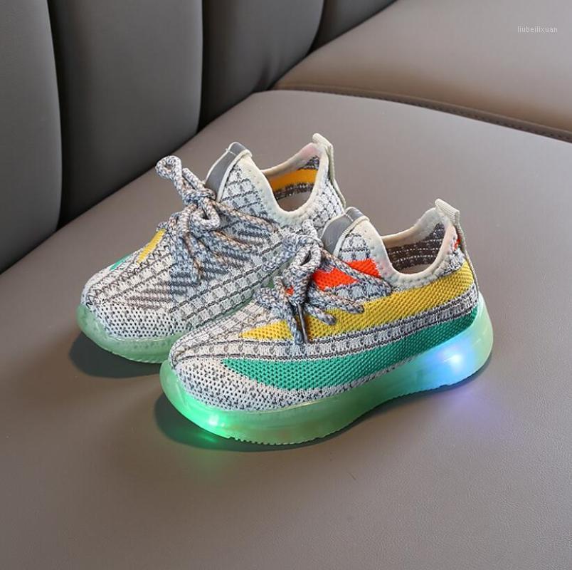 

LED Children Sport Shoes Luminous Fashion Breathable Kids Boys Net Shoes Girls Anti-Slippery Sneakers With Light Running1, Pink