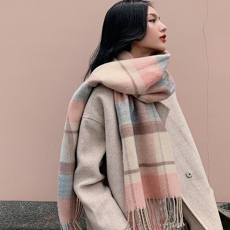 

New Fashion Winter Warm Plaid Women Scarf Thicken Blanket Shawls and Wraps Long Cashmere Female Dropshiping