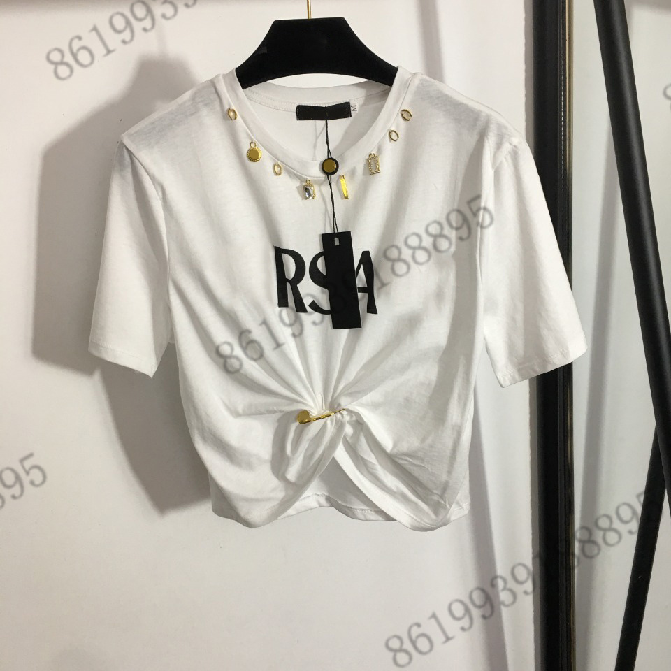 

women 2022ss high-end short t shirt black womens designer t-shirts for women plus size Simple bronzing letter print round neck T-Shirt SML female top clothing, 01