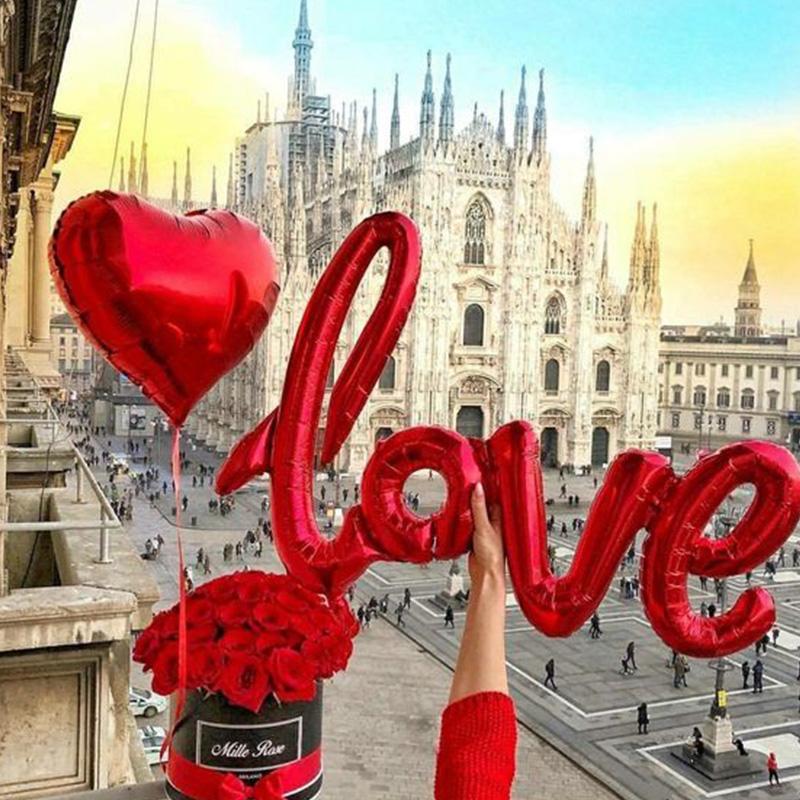 

Large giant Link Champagne Red LOVE foil air Wedding heart balloons Valentine's Day party supplies helium globos party balloons