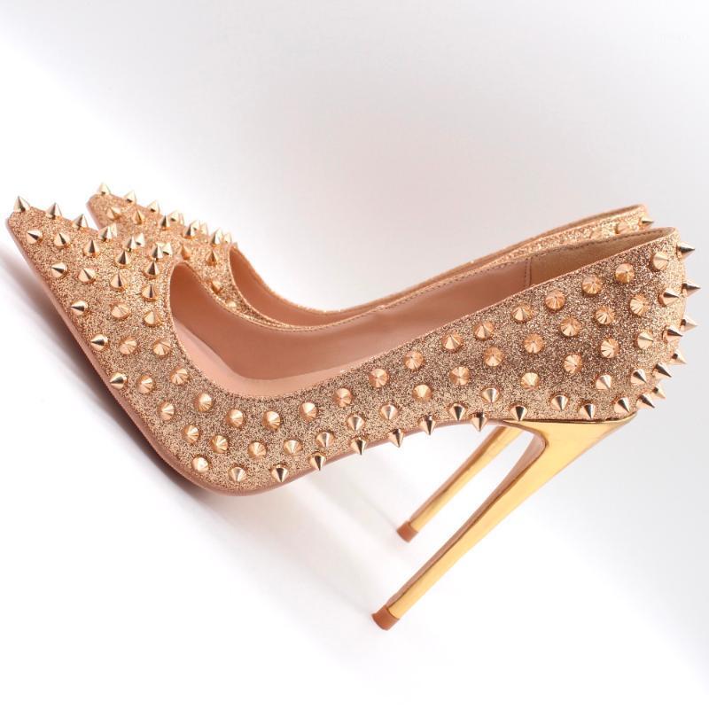 

2021 Fashion free shipping lady women gold sequined spikes Poined Toe Stiletto high heel pump HIGH-HEELED SHOES Wedding Shoes1, 8cm