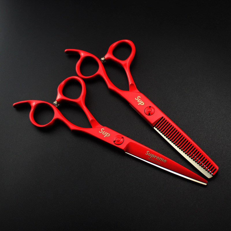 

Spot Firesmith Japan 440C 6 Inch Scissors Salon Barber Scissors Set Haircut Red Scissorss Hairdressing Tooth Scissor Stlying tool
