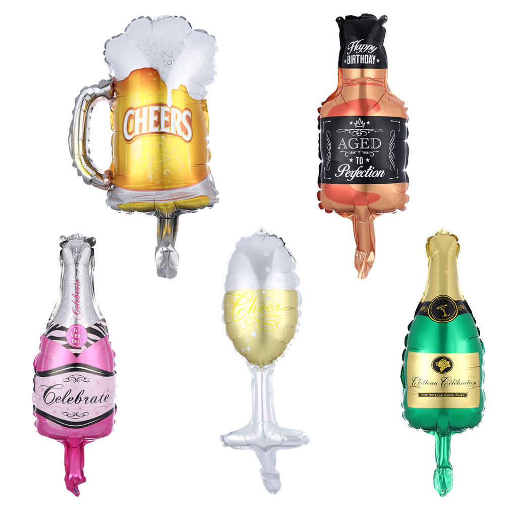 

Decoration Foil Balloons Pub Decoration Balloons Mini Champagne Bottle Beer Cups Juice Aluminum Balloons Wedding Birthday Party Decoration