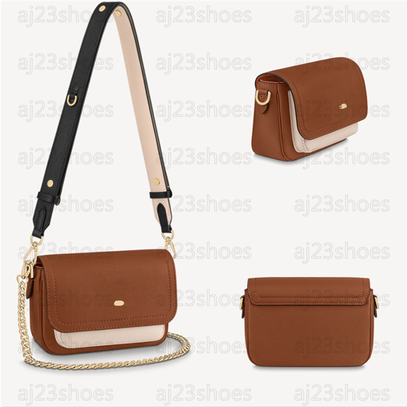 

Fashioned Lockme Tender Cross-Body Bag Chataigne Brown Grained Leather Gold-Colored Chain Wide Strap Flap Shoulder Bags M59491, 02