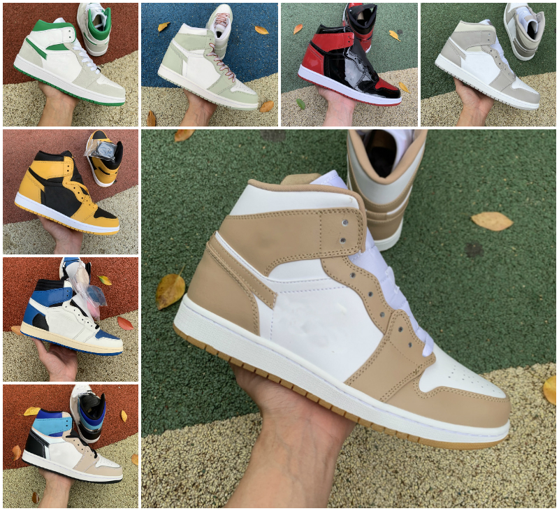 

2022 Jumpman 1 1S Tan Gum Mens Basketball Shoes University Blue Chicago Twist Dark Mocha Unt Patent Turbo Green Pollen Prototype Men Women Sports Sneakers Trainers, Bubble package bag