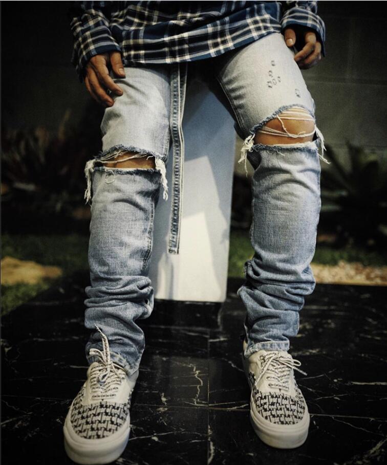 

2020 new Best Version FOG jean Men Fear Of God Essentials Zipper Broken hole Pants Skinny Jeans Blue Jean Ribbon jeans and womens jeans