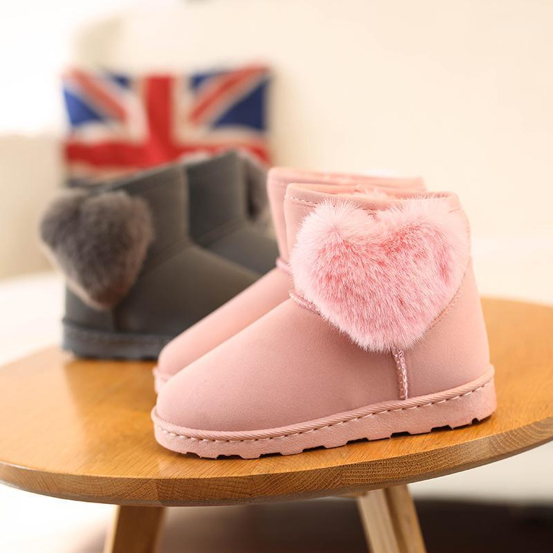 

Kid's Snow Boots for Girls 2021 New Winter Heart Shape Princess Short Boots for Kids Waterproof Leather Girls Shoes Warm D070911, Black