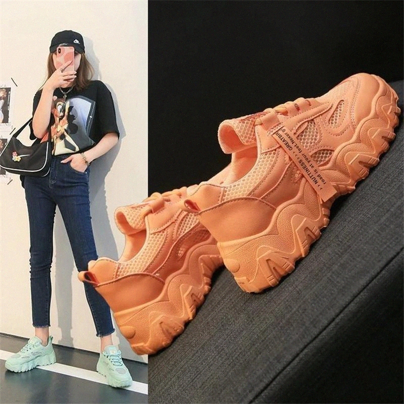 

2020 Spring Summer Plus size 35-40 Women Breathable Mesh Platform Street Shoes Women's Chunky Dad Sneakers Lady Wedge Trainers #gp3c