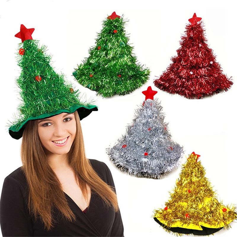 

AFBC 4 Pcs Christmas Tree Hat on Headband Christmas Xmas Party Santa Fancy Dress Costume Hat Holiday Decorations Headgear