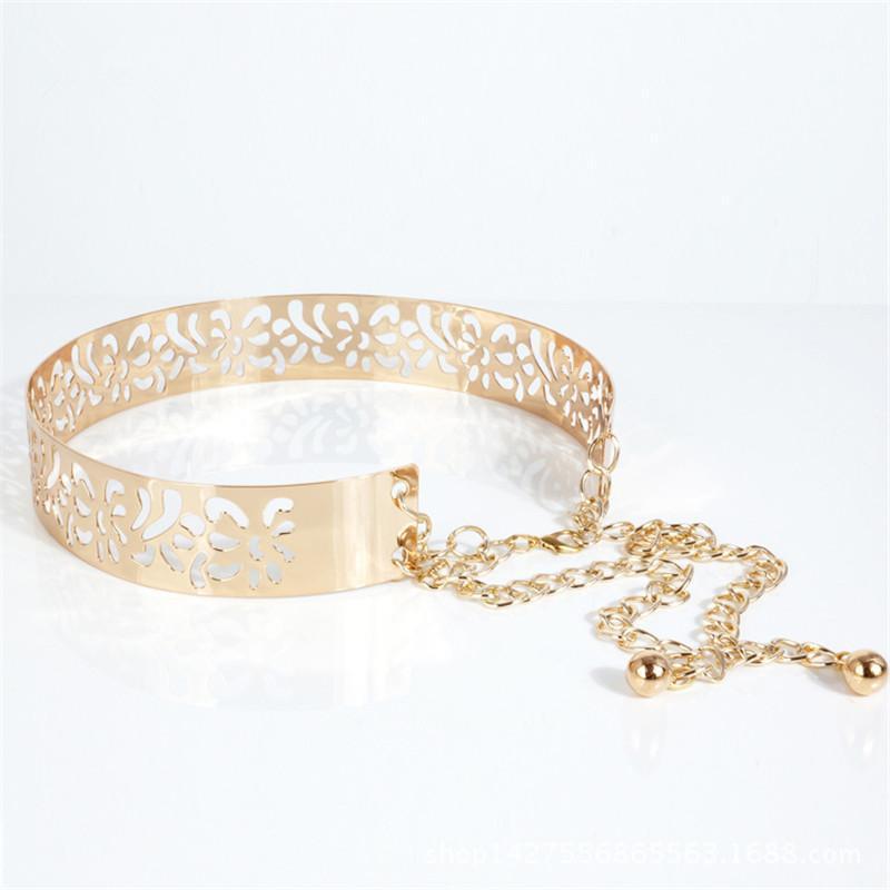 

2020 hot sale women luxury chain belts wild fashion waistbelts dress accessories female metal wide belts girdle BL521, Silver