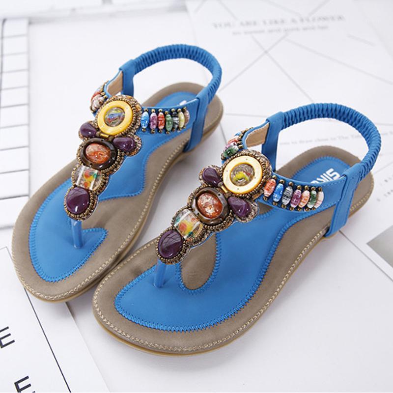 

Flat Sandals Ladies Bohemia Beach Flip Flops Shoes Gladiator Women Shoes Sandles1, Pink