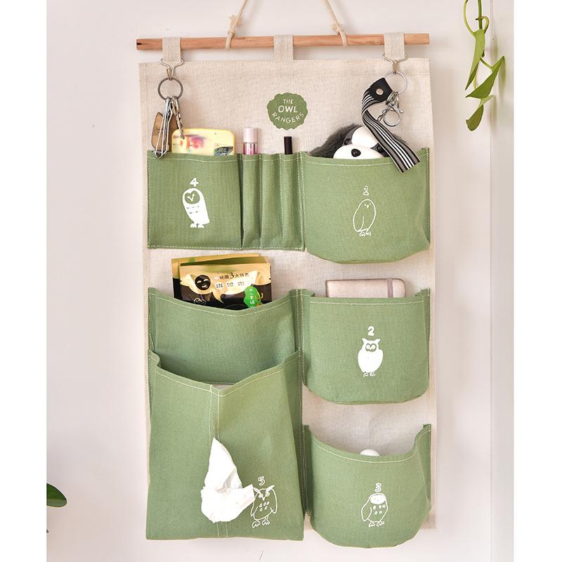 

1 Piece Haning Sundries Storage Bag Wall Hanging Storage Bag Printing Closet Children Room Organizer Portable Pocket For Tings, White
