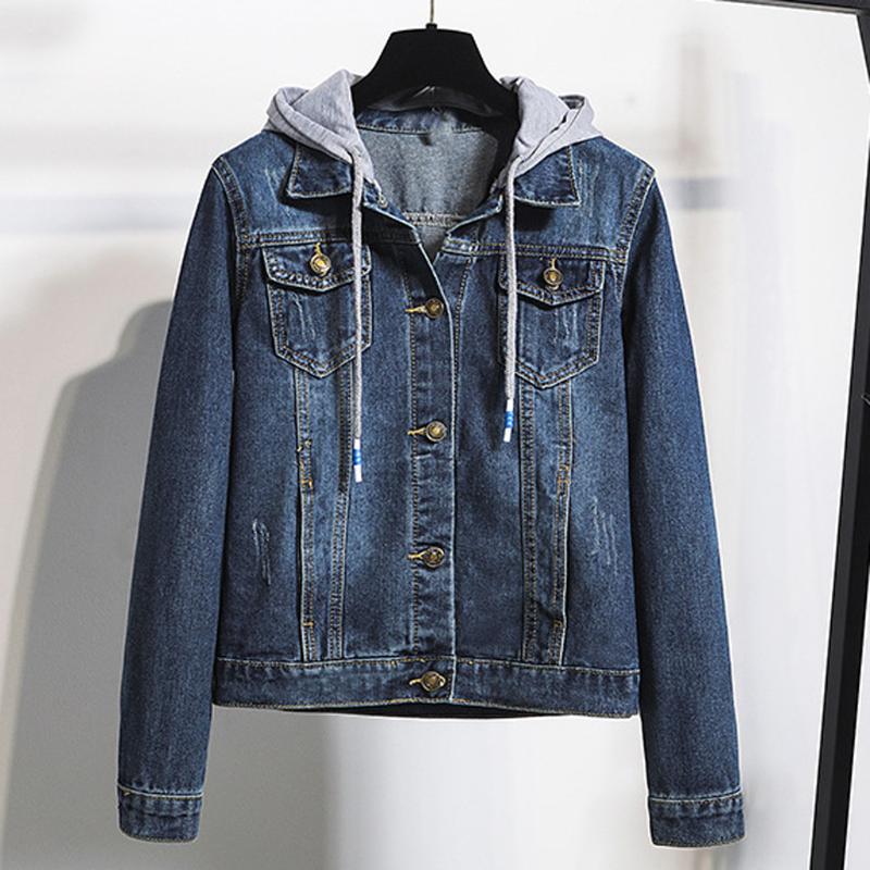 

Women Jean Jacket Winter Thick Jean Jacket Turn-down Collar Fleece Hooded Denim Coat Female Warm Denim Outwear#G30, Blue